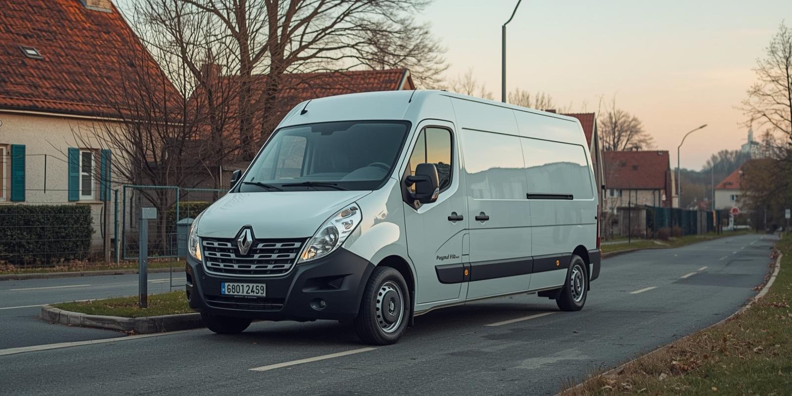 Wynajem busa w Libiążu – biały bus osobowy zaparkowany na ulicy w mieście